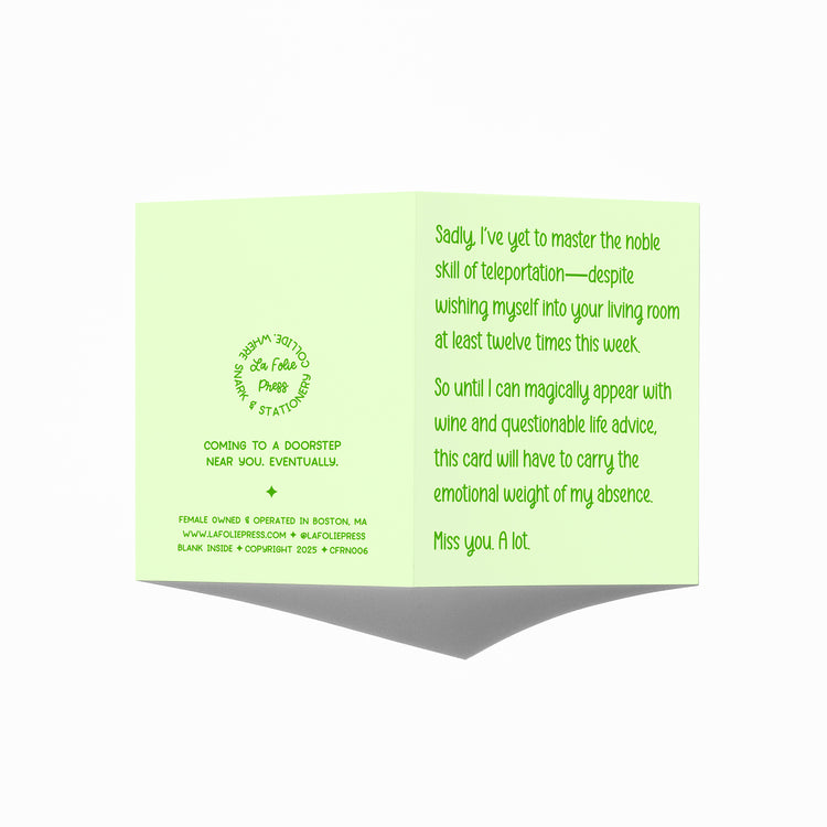 Funny friendship card showing front and back with extra punchline.