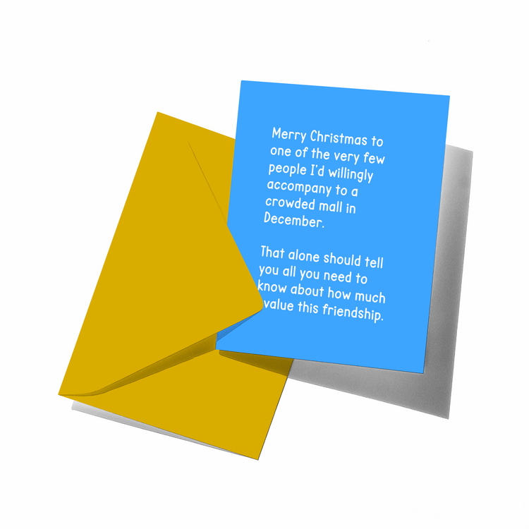 Crowded Mall In December Funny Friendship Holiday Christmas Card