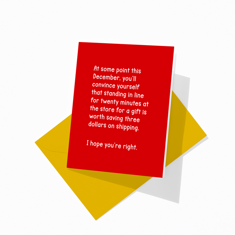 Standing In Line Funny Holiday Christmas Card