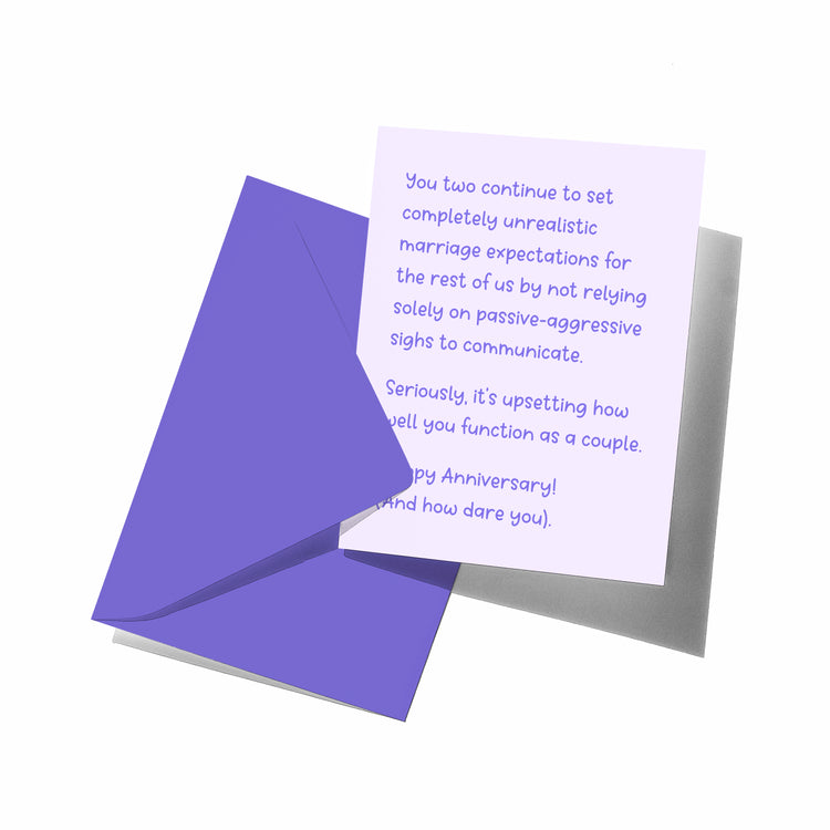 Card with humorous message on a white background