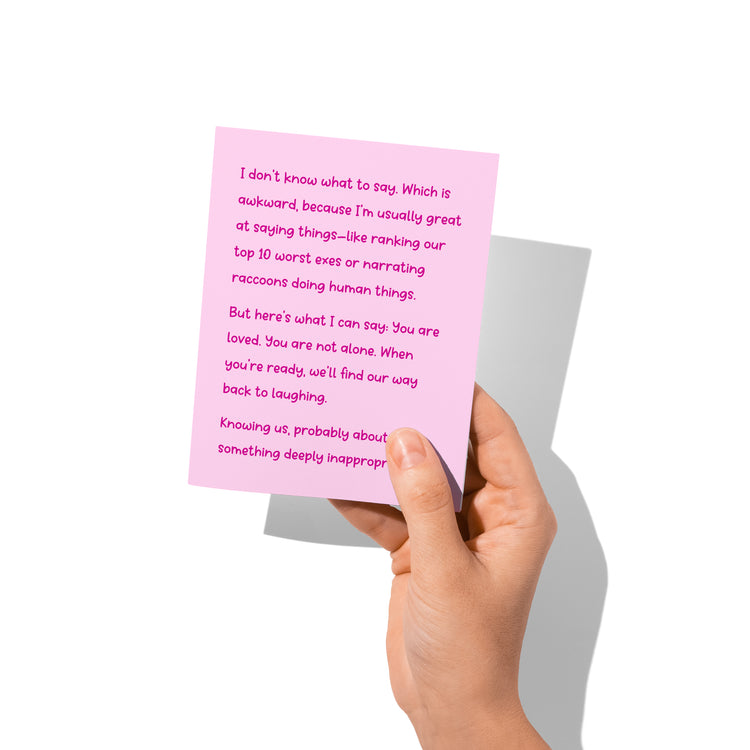 Funny sympathy card showing front and back with extra punchline.