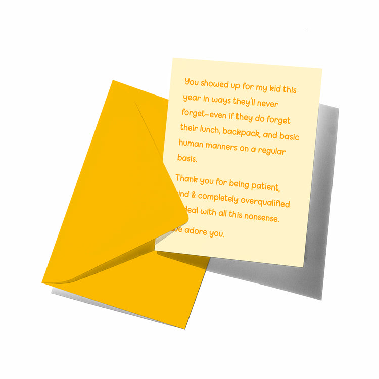 Greeting card with yellow envelope on a white background