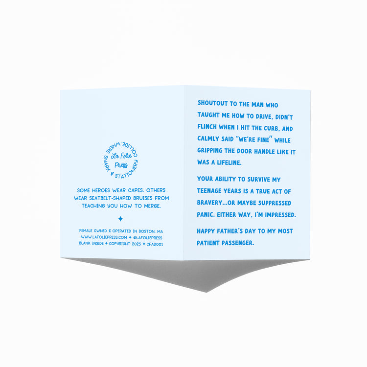 Funny Father’s Day card showing front and back with extra punchline.