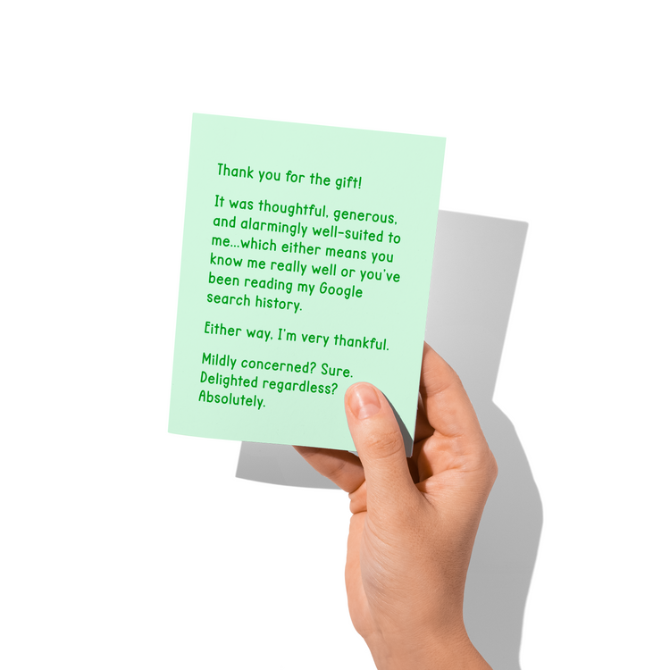 Funny Thank You Card Google Search History Funny Friend Appreciation