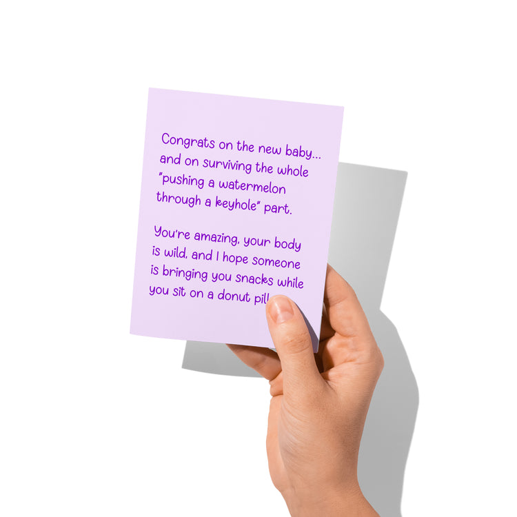 Funny New Mom Card – Postpartum Congratulations – Snarky Baby Shower Card