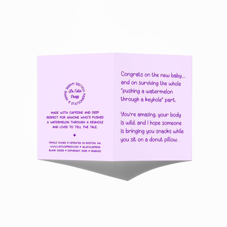 Funny New Mom Card – Postpartum Congratulations – Snarky Baby Shower Card