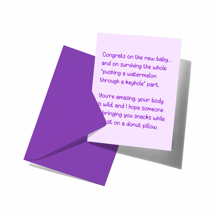 Funny New Mom Card – Postpartum Congratulations – Snarky Baby Shower Card