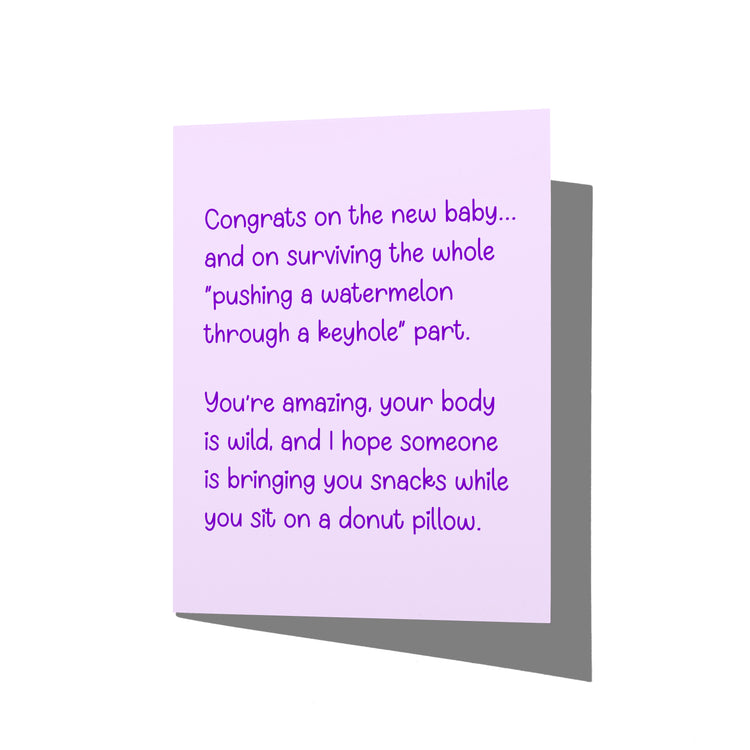 Funny New Mom Card – Postpartum Congratulations – Snarky Baby Shower Card