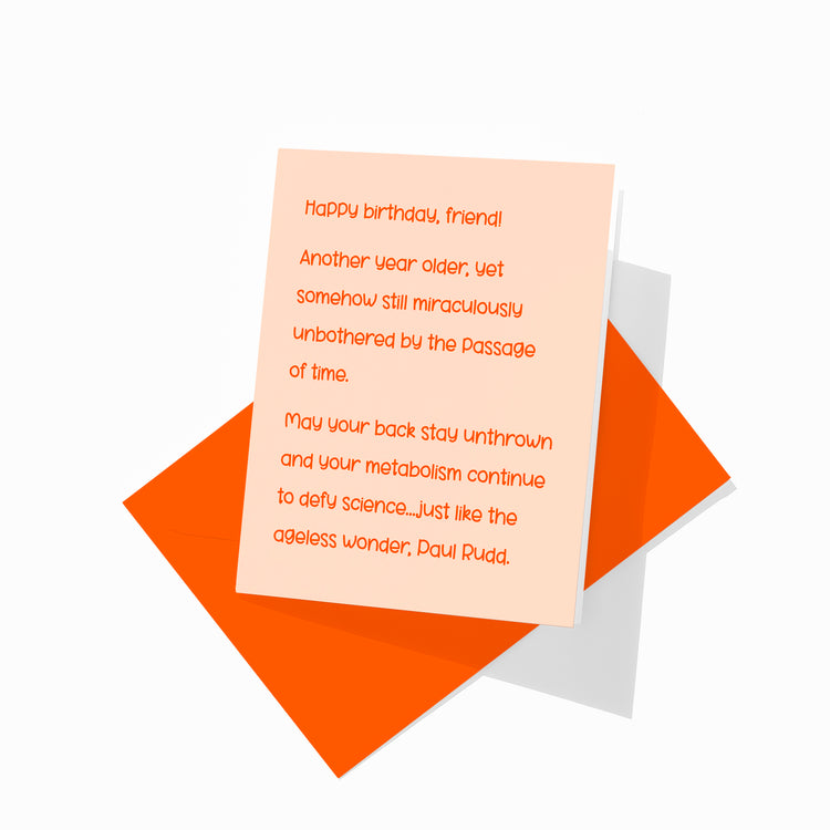 Funny birthday greeting card with colorful envelope, ageless wonder design.