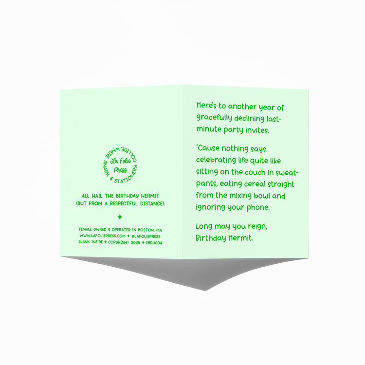 Birthday Hermit Funny Greeting Card