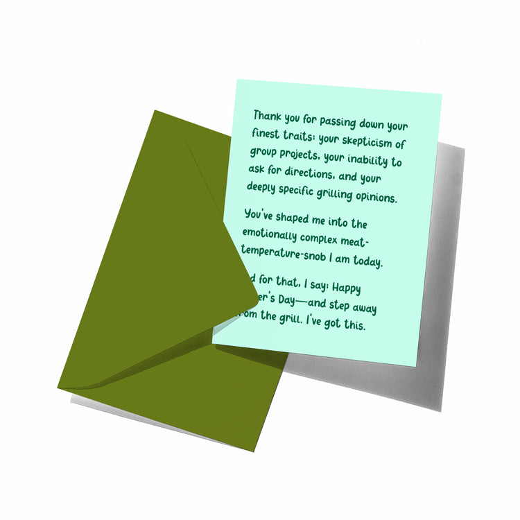 Greeting card with a humorous message on a white background
