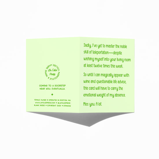 Funny friendship card showing front and back with extra punchline.