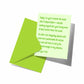 Greeting card with humorous message on a white background