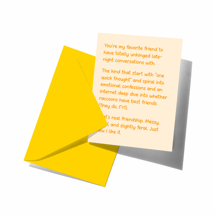 Greeting card with yellow envelope on a white background
