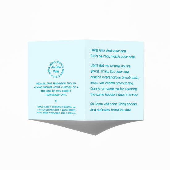Funny friendship card showing front and back with extra punchline.