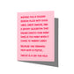 Funny holiday card with witty Mariah Carey humor message on front, blank inside.