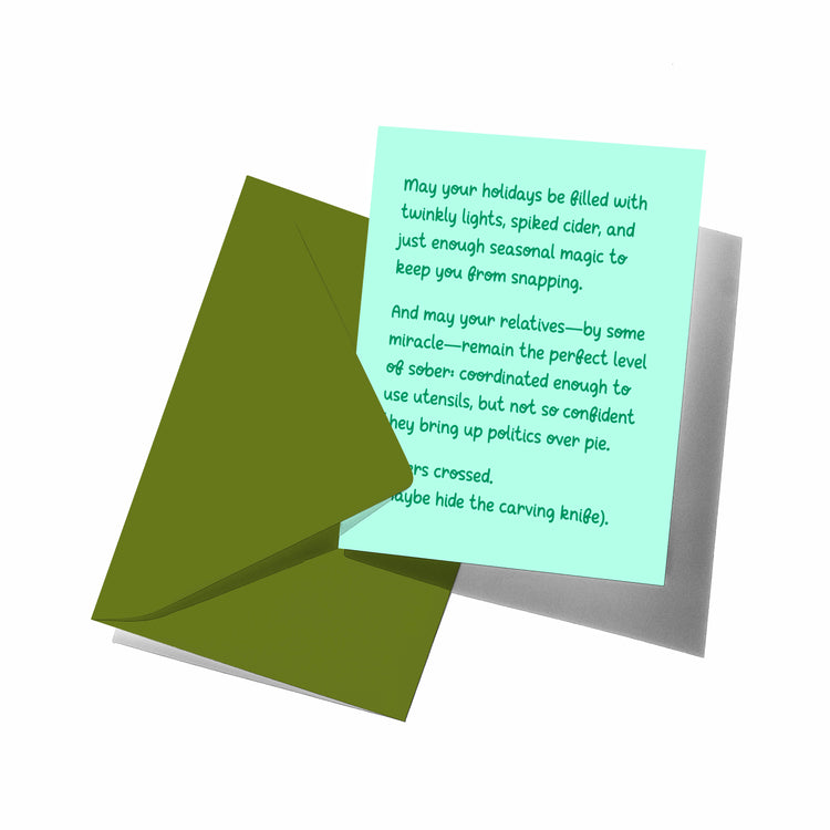 Greeting card with a humorous message on a white background