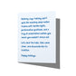 Funny holiday card with witty twinkle light and trauma humor message on front, blank inside.