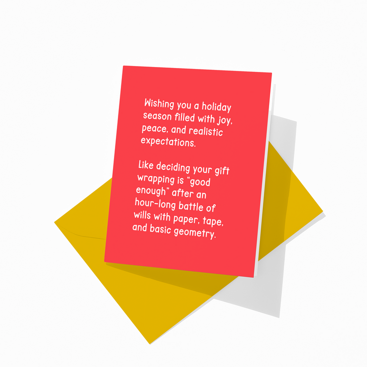 Realistic Expectations Funny Holiday Christmas Card