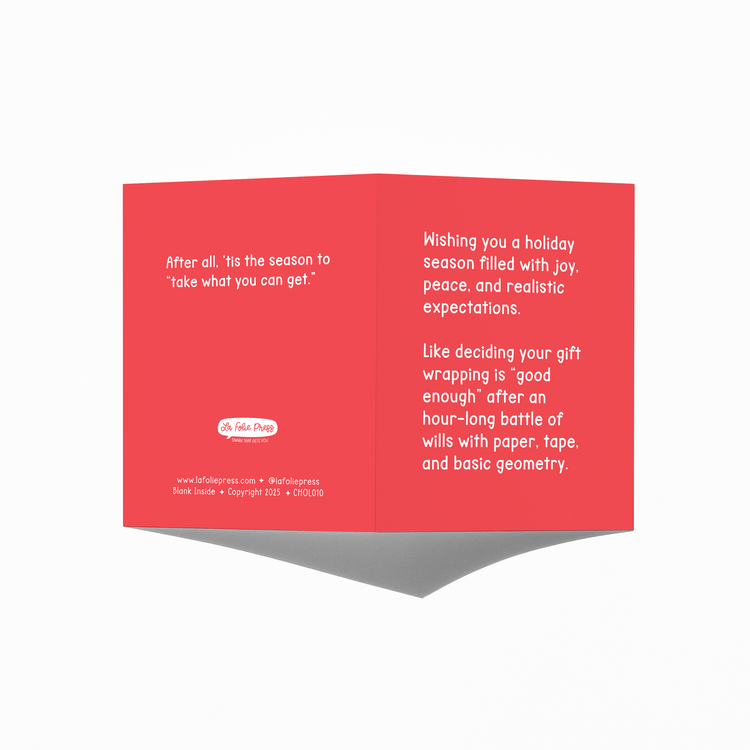 Realistic Expectations Funny Holiday Christmas Card