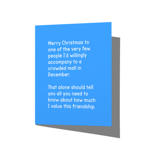 Crowded Mall In December Funny Friendship Holiday Christmas Card
