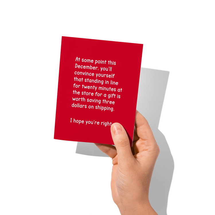 Standing In Line Funny Holiday Christmas Card