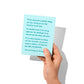 Sympathy card held in hand, close-up of snarky grief support message.