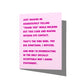 Funny thank you card with witty aggressive gratitude humor message on front, blank inside.