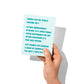 Funny thank you card held in hand, humorous snarky gratitude message visible.