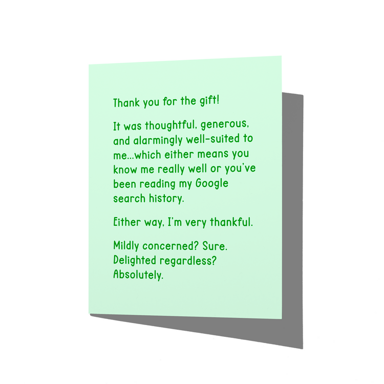 Funny Thank You Card Google Search History Funny Friend Appreciation