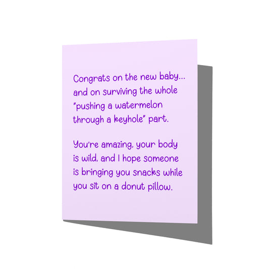 Funny New Mom Card – Postpartum Congratulations – Snarky Baby Shower Card