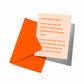 Greeting card with orange envelope on a white background