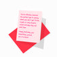 Funny birthday greeting card with colorful envelope, snarky humor design.