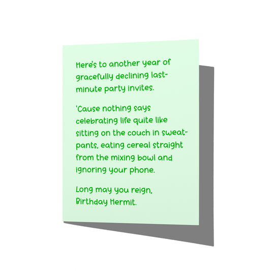 Birthday Hermit Funny Greeting Card