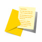 Yellow birthday card with text on a white background
