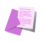 Greeting card with humorous text on a white background