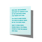 Funny new home card with witty moving chaos humor message on front, blank inside.