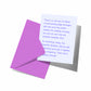 Greeting card with purple envelope on a white background