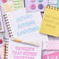Humorous letterpress journal with bold text and gold Wire-O binding, perfect for notes or avoidance lists.
