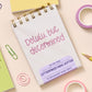 Funny handmade notebook for ambitious notes and chaotic plans.
