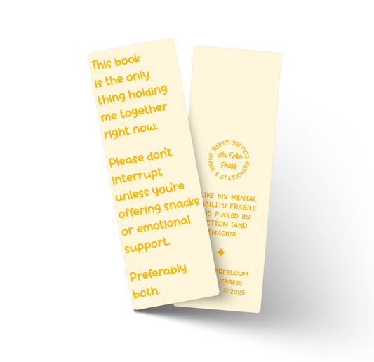 Snacks & Therapy Funny Glossy Bookmark